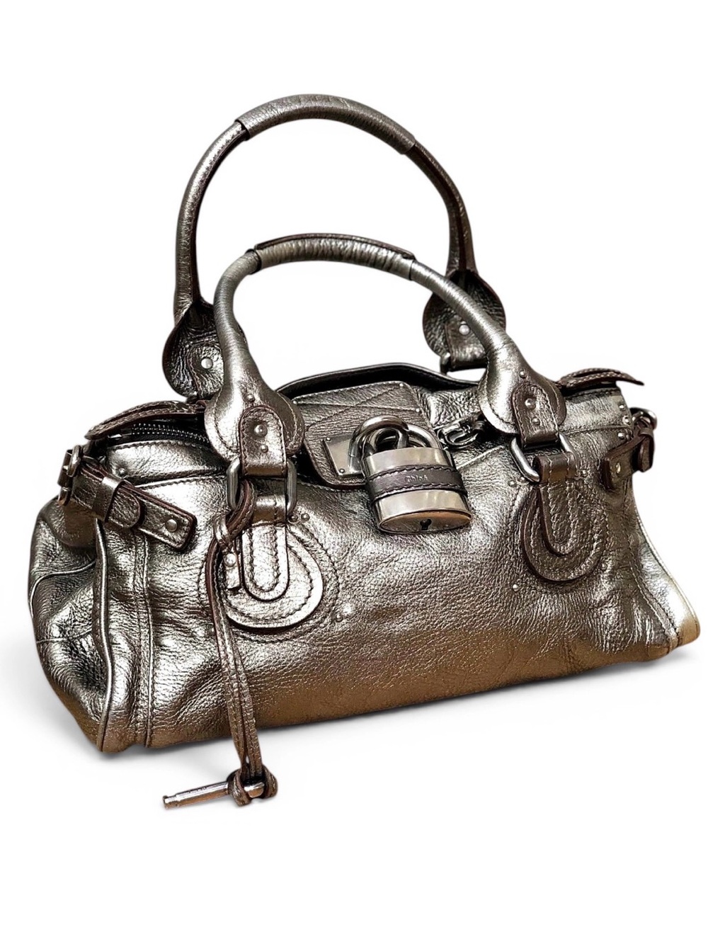 Chloe Metallic Silver Satchel